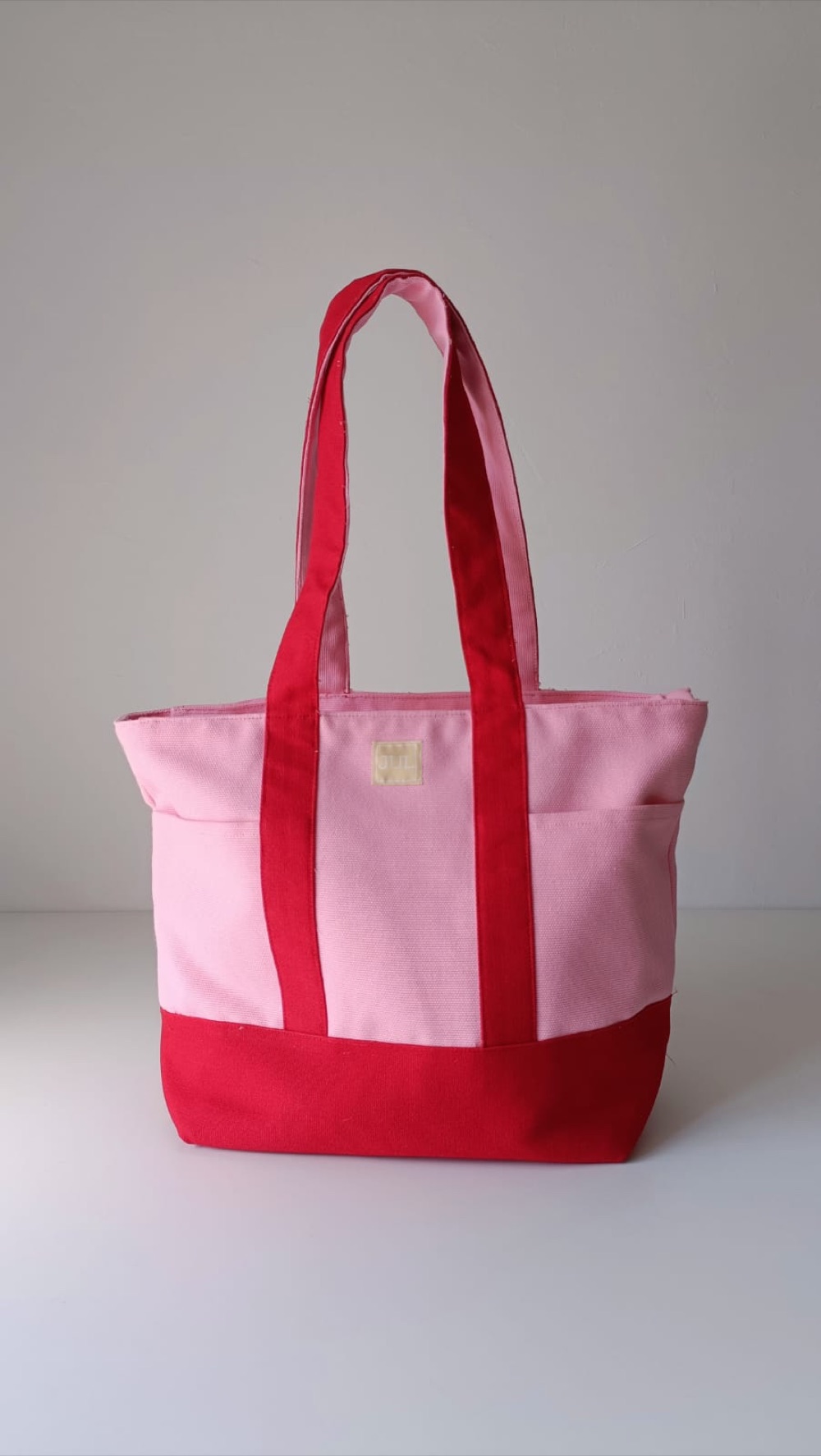 Bossa Barcelona Medium de cotó rosa amb nanses i base vermelles